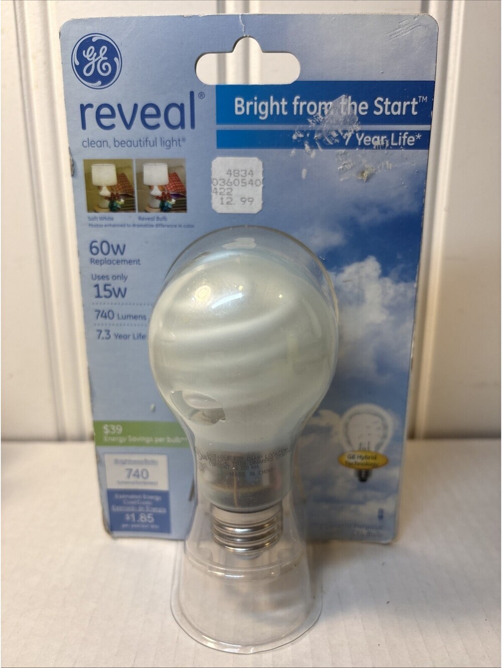 New GE Lighting Reveal Bright from the Start CFL 15 Watt A 60 Watt Replacement
